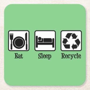 Eat Sleep Recyclen Cute Green Recycling Environmen Kartonnen Onderzetters