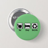 Eat Sleep Recyclen Cute Green Recycling Environmen Ronde Button 5,7 Cm (Voorkant /achterkant)