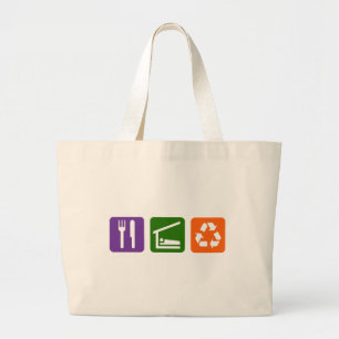 Eat Sleep Recyclen Grote Tote Bag