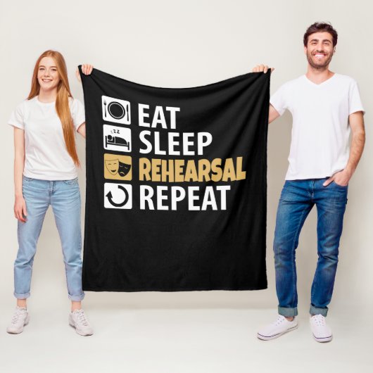 Eat Sleep Rehearings Herhalen Fleece Deken (In situ)