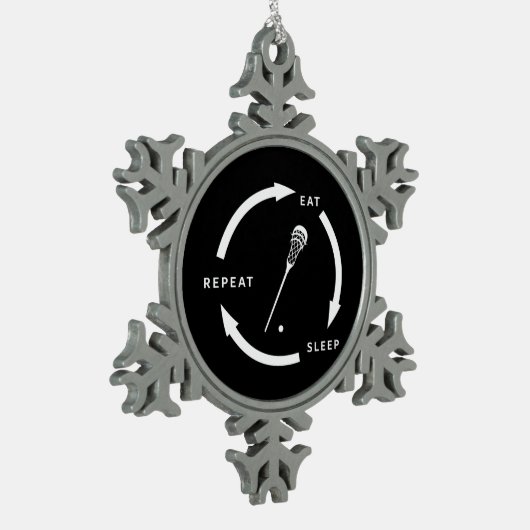 Eat Sleep Repat Lacrosse Sports Fan Gezegde Tin Sneeuwvlok Ornament (Links)
