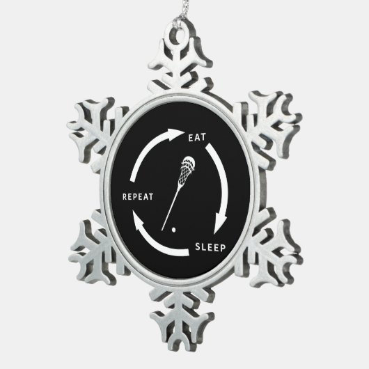 Eat Sleep Repat Lacrosse Sports Fan Gezegde Tin Sneeuwvlok Ornament (Rechts)