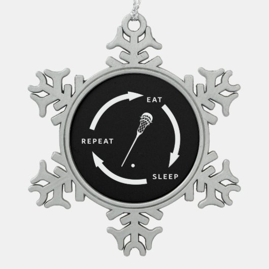 Eat Sleep Repat Lacrosse Sports Fan Gezegde Tin Sneeuwvlok Ornament (Voorkant)