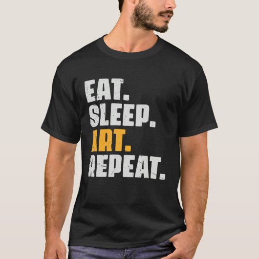Eat Sleep Repeat Artist Retro Vintage T-shirt (Voorkant)