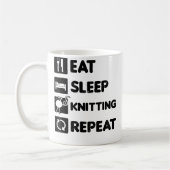 Eat Sleep Repeat Design Knitting Grandma Koffiemok (Links)
