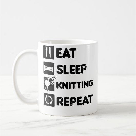 Eat Sleep Repeat Design Knitting Grandma Koffiemok (Links)