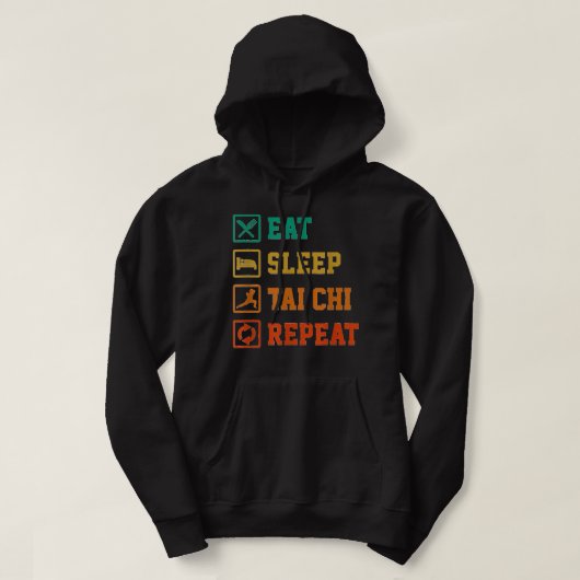 Eat Sleep Repeat Taekwondo Tai Chi Martial Arts Fi Hoodie (Design voorkant)