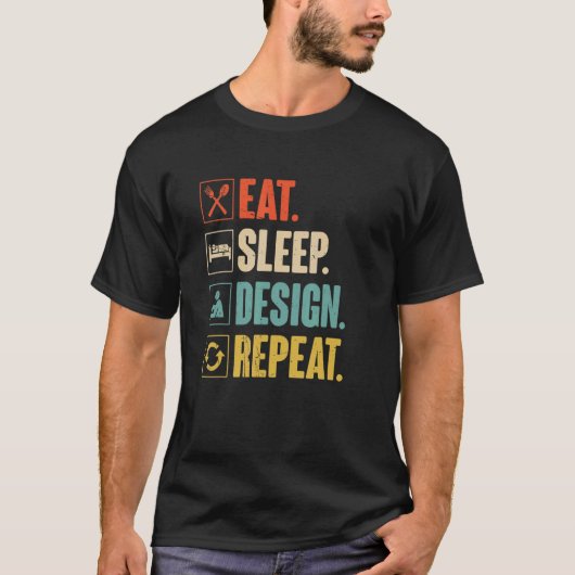 Eat Sleep Repeteren T-shirt (Voorkant)