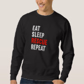Eat Sleep Rescue Repeat Firefighter Laddermann Fir Trui (Voorkant)