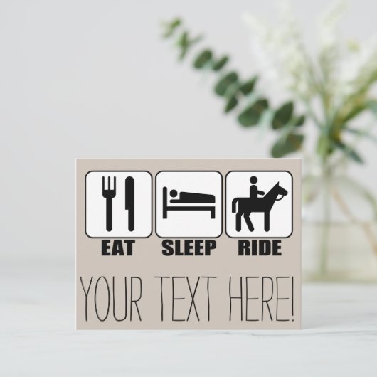 Eat Sleep Ride a Horse Horseback Riding Briefkaart (Staand voorkant)