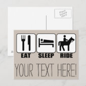 Eat Sleep Ride a Horse Horseback Riding Briefkaart (Voorkant / Achterkant)