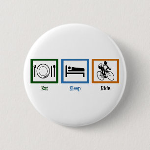Eat Sleep Ride (fietsers) Ronde Button 5,7 Cm