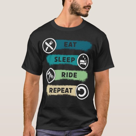 Eat Sleep Ride Herhaal Motorfiets Grappige Bikers  T-shirt (Voorkant)