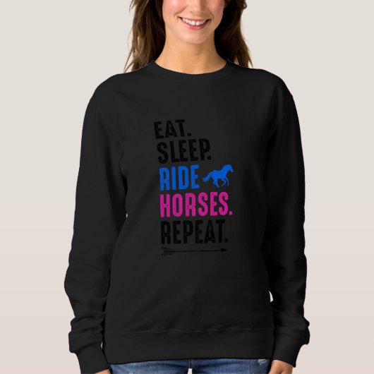 Eat Sleep Ride Horses Repeat Equestrian Farmer Hor Trui (Voorkant)