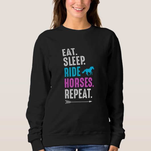 Eat Sleep Ride Horses Repeat Equestrian Farmer Hor Trui (Voorkant)