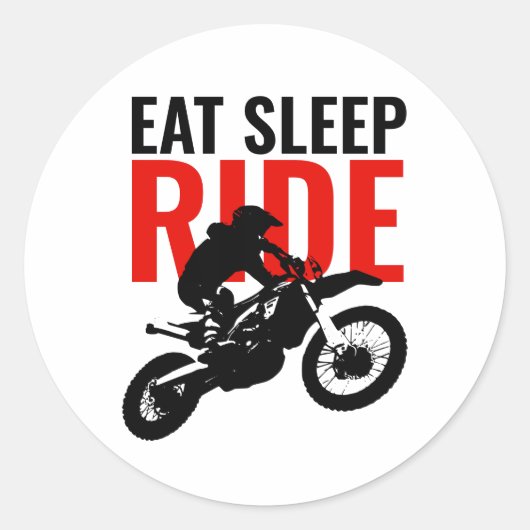 Eat Sleep Ride Motocross Pop Sport Art Ronde Sticker (Voorkant)