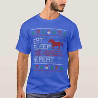 Eat Sleep Ride Paarden Herhaal Lelijk Kerstpaard T-shirt