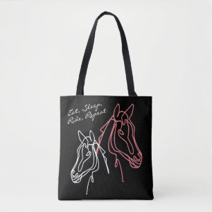 Eat Sleep Ride Repeat horse quote canvas tas