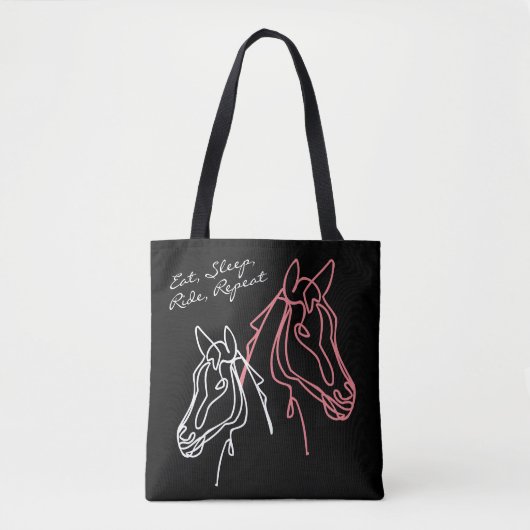 Eat Sleep Ride Repeat horse quote canvas tas (Voorkant)