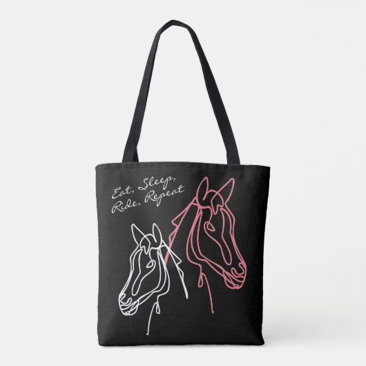 Eat Sleep Ride Repeat horse quote canvas tas (Achterkant)