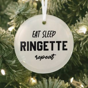 Eat Sleep Ringette Ringette Player Ringette Player Glas Ornament