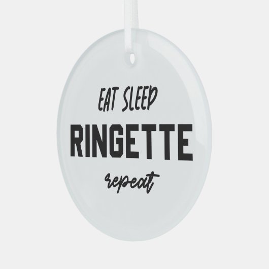 Eat Sleep Ringette Ringette Player Ringette Player Glas Ornament (Voorkant links)