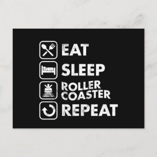 Eat Sleep Roller Onderzetters Herhaal Amusement Th Briefkaart