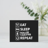 Eat Sleep Roller Onderzetters Herhaal Amusement Th Briefkaart (Staand voorkant)