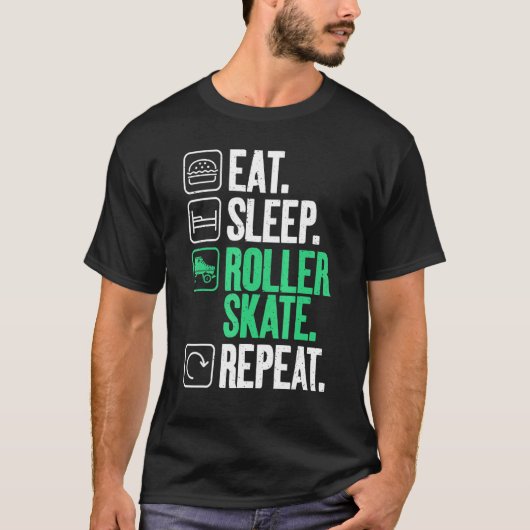 Eat Sleep Roller Schaats Herhalen rolschaatsen T-shirt (Voorkant)