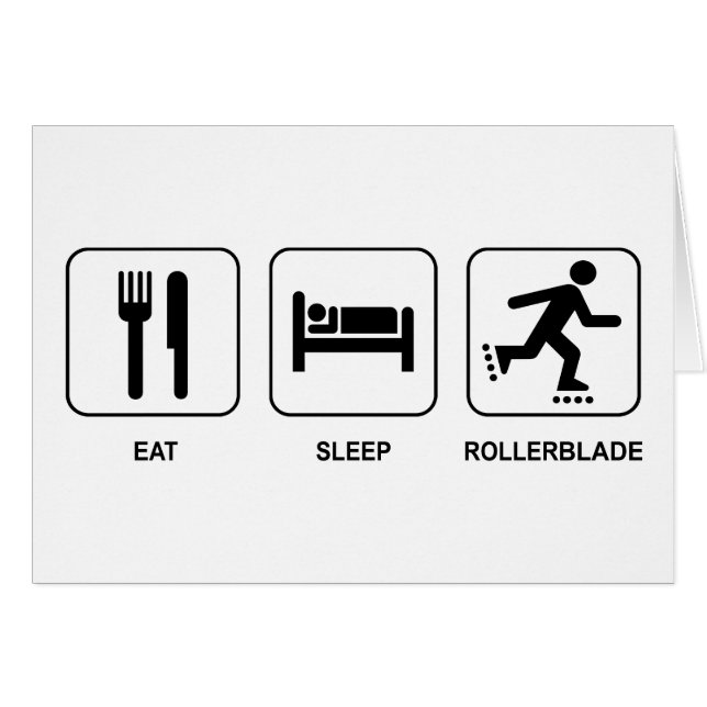 Eat Sleep Rollerblade-kaart (Voorkant Horizontaal)