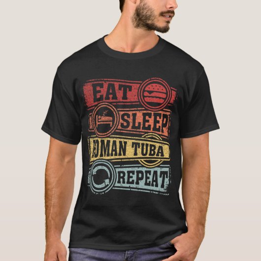 Eat Sleep Roman Tuba Herhalen T-shirt (Voorkant)