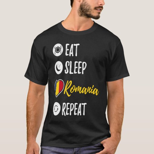 Eat Sleep Romania Herhaal T-shirt (Voorkant)