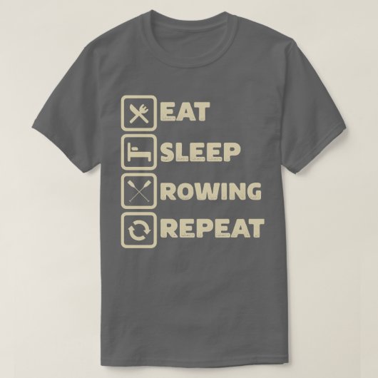 Eat Sleep Rowing Herhaal Funny Pontooning Boating  T-shirt (Design voorkant)