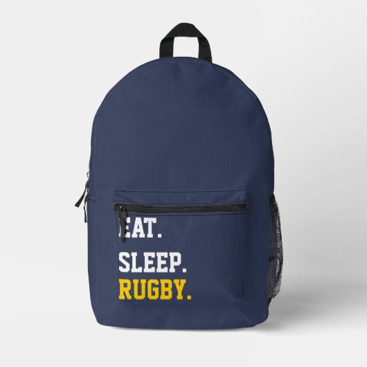 Eat Sleep Rugby Bedrukte Rugzak (Voorkant)