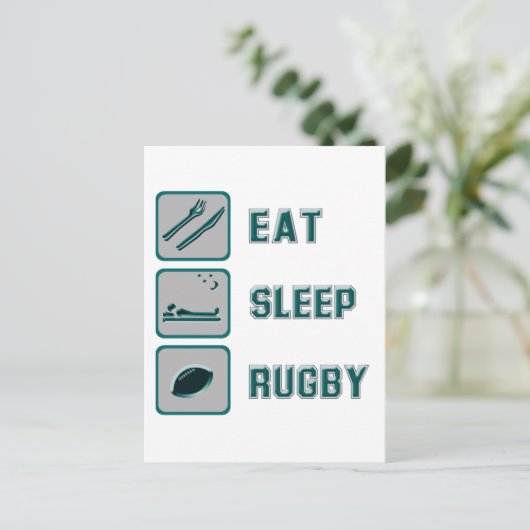 Eat Sleep Rugby Briefkaart (Staand voorkant)