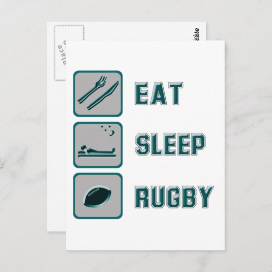 Eat Sleep Rugby Briefkaart (Voorkant / Achterkant)