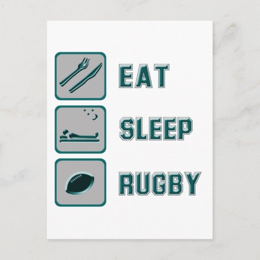 Eat Sleep Rugby Briefkaart (Voorkant)