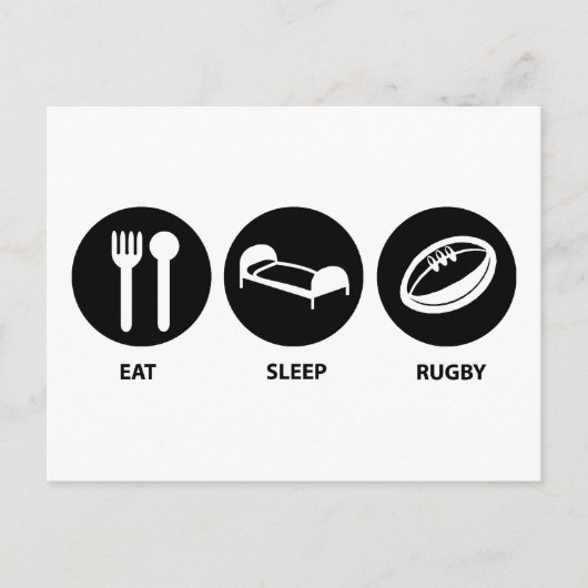 Eat Sleep Rugby Briefkaart (Voorkant)