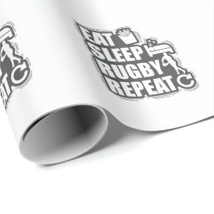 Eat Sleep Rugby Football sport herhalen Cadeaupapier