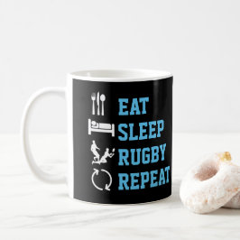 Eat Sleep Rugby Herhaal Funny Sport Koffiemok