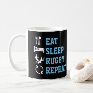 Eat Sleep Rugby Herhaal Funny Sport Koffiemok