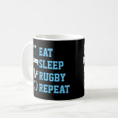 Eat Sleep Rugby Herhaal Funny Sport Koffiemok (Voorkant links)