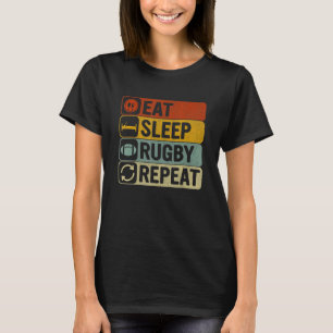 Eat Sleep Rugby Herhaal Retro 60s 70s Cool Rugby T-shirt
