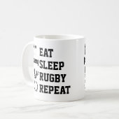 Eat Sleep Rugby Herhaal Sport Koffiemok (Voorkant links)