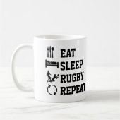Eat Sleep Rugby Herhaal Sport Koffiemok (Links)