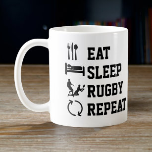 Eat Sleep Rugby Herhaal Sport Koffiemok