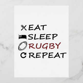 Eat Sleep Rugby Herhalen Folie Feestdagen Briefkaart