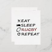 Eat Sleep Rugby Herhalen Folie Feestdagen Briefkaart (Voorkant / Achterkant)