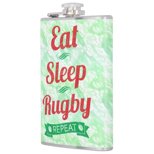Eat Sleep Rugby Herhalen Heupfles (Links)
