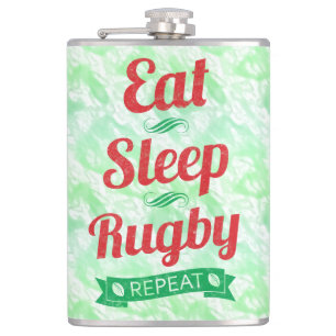 Eat Sleep Rugby Herhalen Heupfles